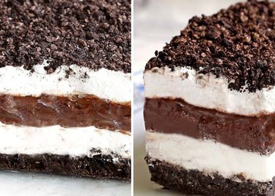 No Bake Chocolate Oreo Lasagna