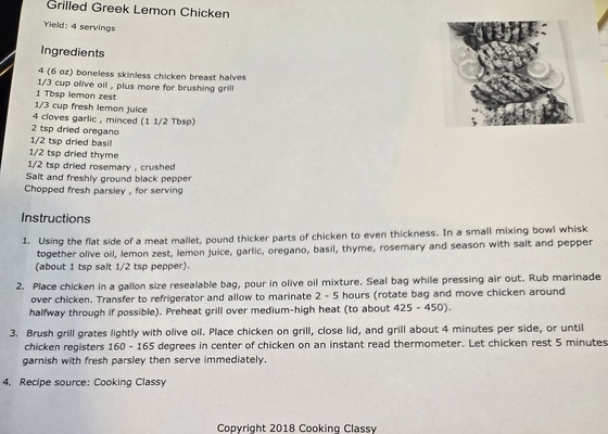 Grilled Greek Lemon Chicken