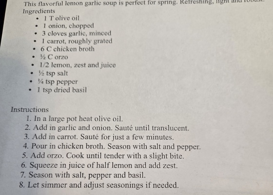 Lemon Garlic Soup