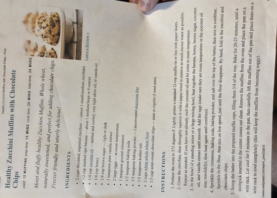 Healthy Zucchini Muffins with Chocolate Chips