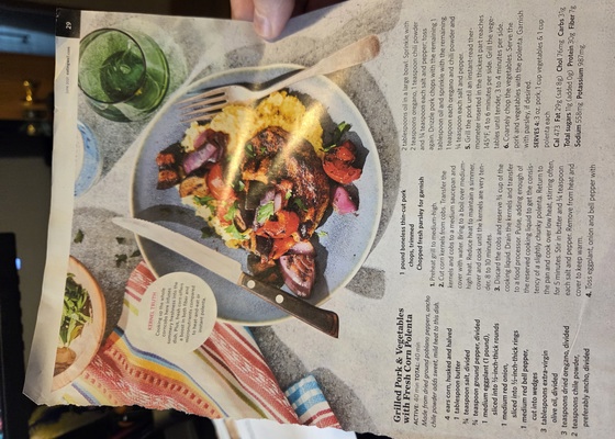 Grilled Pork & Vegetables with Fresh Corn Polenta