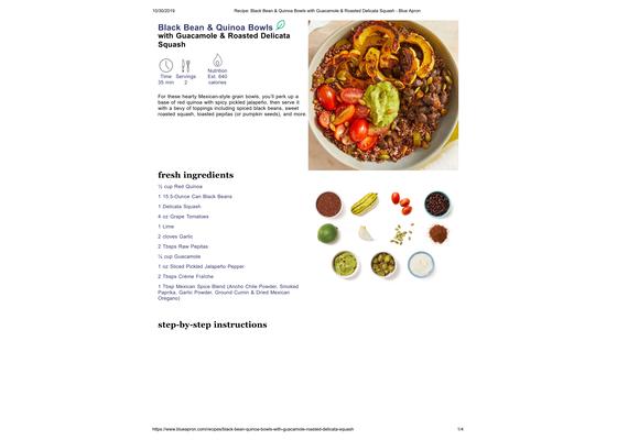 Black Bean & Quinoa Bowls with Guacamole & Roasted Delicata Squash