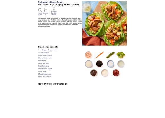 Chicken Lettuce Cups with Hoisin Mayo & Spicy Pickled Carrots