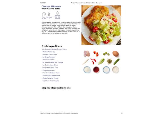 Chicken Milanese with Pizzeria Salad