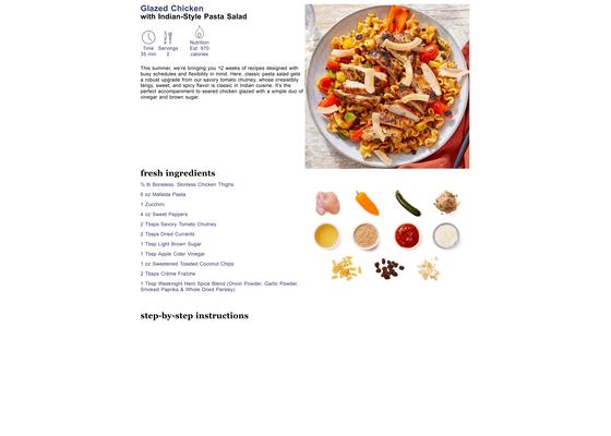 Glazed Chicken with Indian-Style Pasta Salad