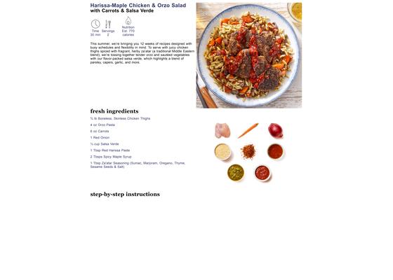 Harissa-Maple Chicken & Orzo Salad with Carrots & Salsa Verde