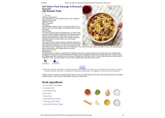 Hot Italian Pork Sausage & Brussels Sprouts with Bucatini Pasta