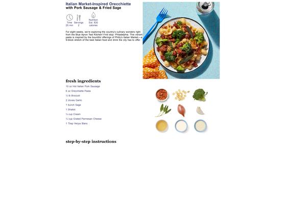 Italian Market-Inspired Orecchiette with Pork Sausage & Fried Sage