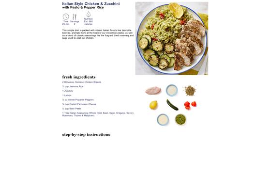 Italian-Style Chicken & Zucchini with Pesto & Pepper Rice