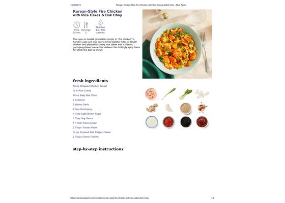 Korean-Style Fire Chicken with Rice Cakes & Bok Choy