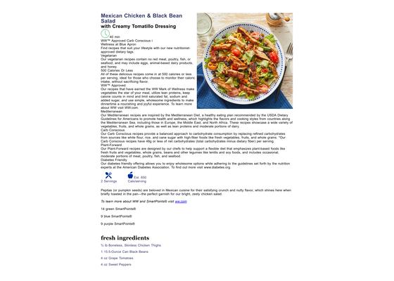 Mexican Chicken & Black Bean Salad with Creamy Tomatillo Dressing