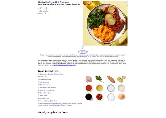 Nashville-Style Hot Chicken with Maple Kale & Mashed Sweet Potatoes