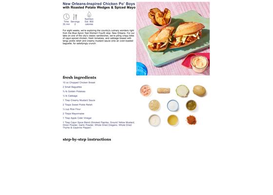 New Orleans-Inspired Chicken Po' Boys with Roasted Potato Wedges & Spiced Mayo