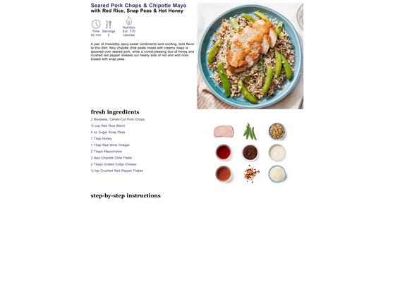 Seared Pork Chops & Chipotle Mayo with Red Rice, Snap Peas & Hot Honey