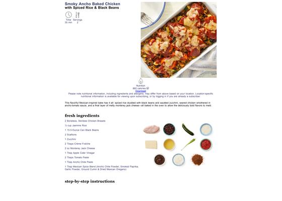 Smoky Ancho Baked Chicken with Spiced Rice & Black Beans