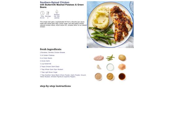 Southern-Spiced Chicken with Buttermilk Mashed Potatoes & Green Beans