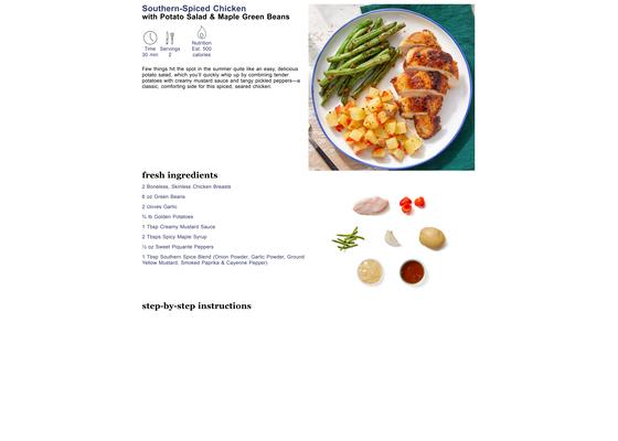 Southern-Spiced Chicken with Potato Salad & Maple Green Beans