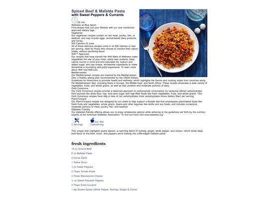 Spiced Beef & Mafalda Pasta with Sweet Peppers & Currants