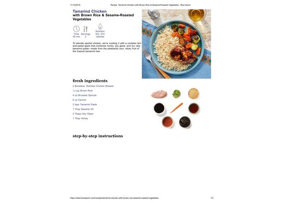 Tamarind Chicken with Brown Rice & Sesame-Roasted Vegetables