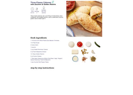Three-Cheese Calzones with Zucchini & Golden Raisins