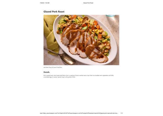 Glazed Pork Roast with Bok Choy & Carrot Fried Rice