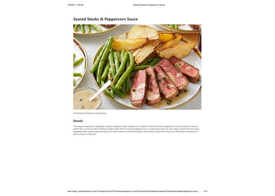 Seared Steaks & Peppercorn Sauce