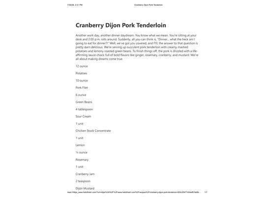 Cranberry Dijon Pork Tenderloin
