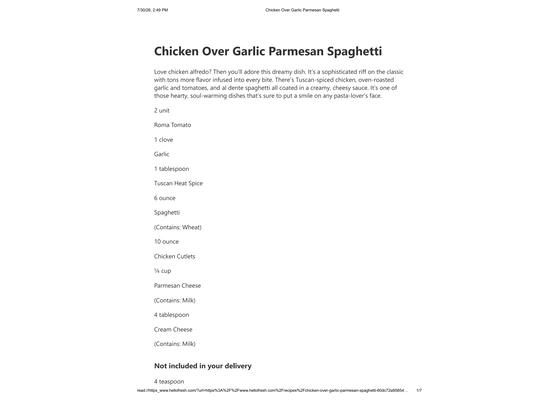 Chicken Over Garlic Parmesan Spaghetti